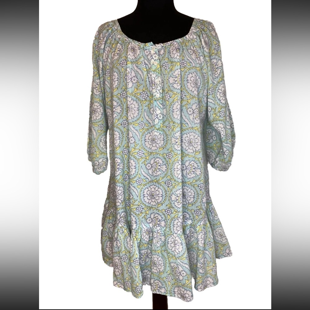 Isle Of Mine Aqua Blue Geo-Print Mini Dress Size S/M